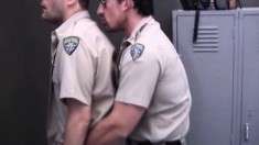 Their shift is over and these two gay cops get right to drilling ass