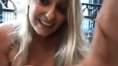 Masturbating with dildo on Barcelona balcony