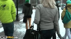 Gorgeous College Girls Walk Around Town On The Lookout For A Hot Hardcore Adventure