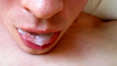 Creamy Close-up Cum Swallowing With Slo-mo!