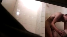 Str8 spy caught a friend jacking in the shower