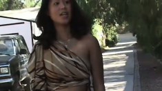 Asian porn model with a nice big tush gets herself up on a black dick