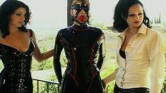 Two evil ladies want to punish their super sexy ginch with tight ass
